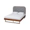 Baxton Studio Roald Mid-Century Modern Grey Fabric and Walnut Brown Wood King Size Platform Bed 246-12645-9412-ZORO - alternate 1